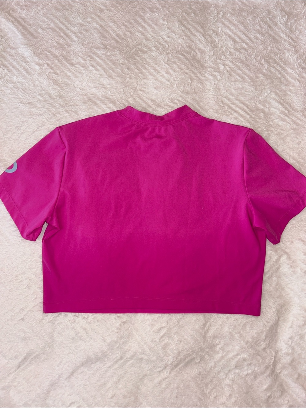 Nike Hot Pink Cropped Short Sleeve Tee with White Logos - Picture 9 of 11